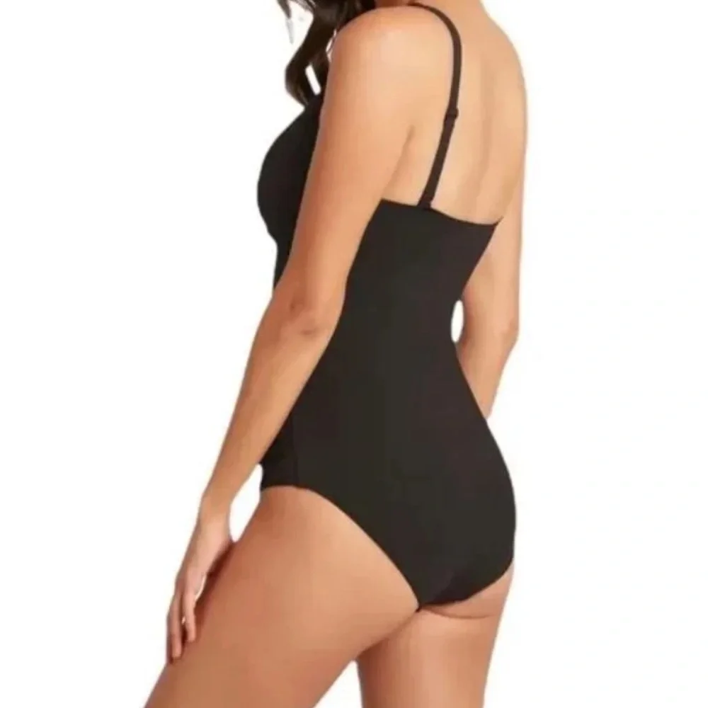 Nwt Sea Level One Piece Swimsuit Twist Top Ruched Sz 10 - Picture 2 of 13